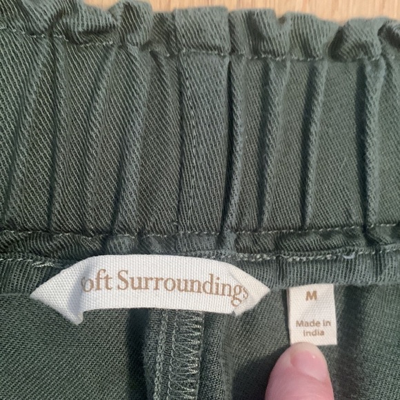 Soft surroundings elastic cinched waist cuffed ankle pants army green women’s M - Picture 4 of 16